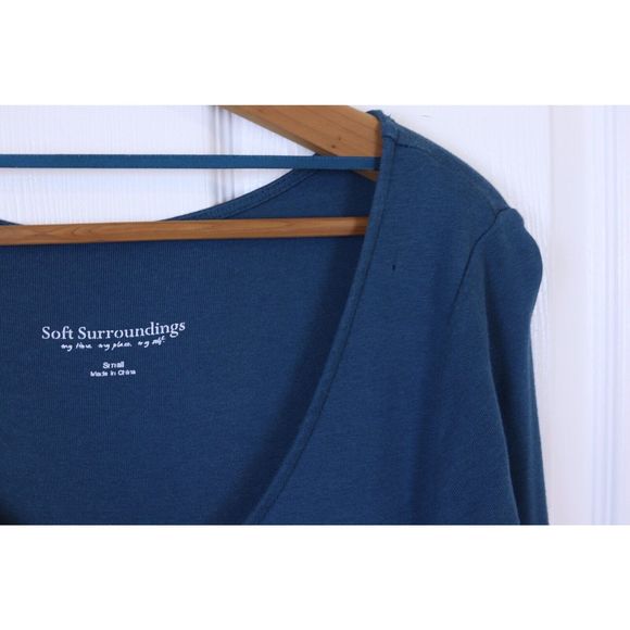 Soft Surroundings Maxi Dress Women's Ruffle Hem Scoop Neck Teal Blue Size Small - Picture 8 of 8